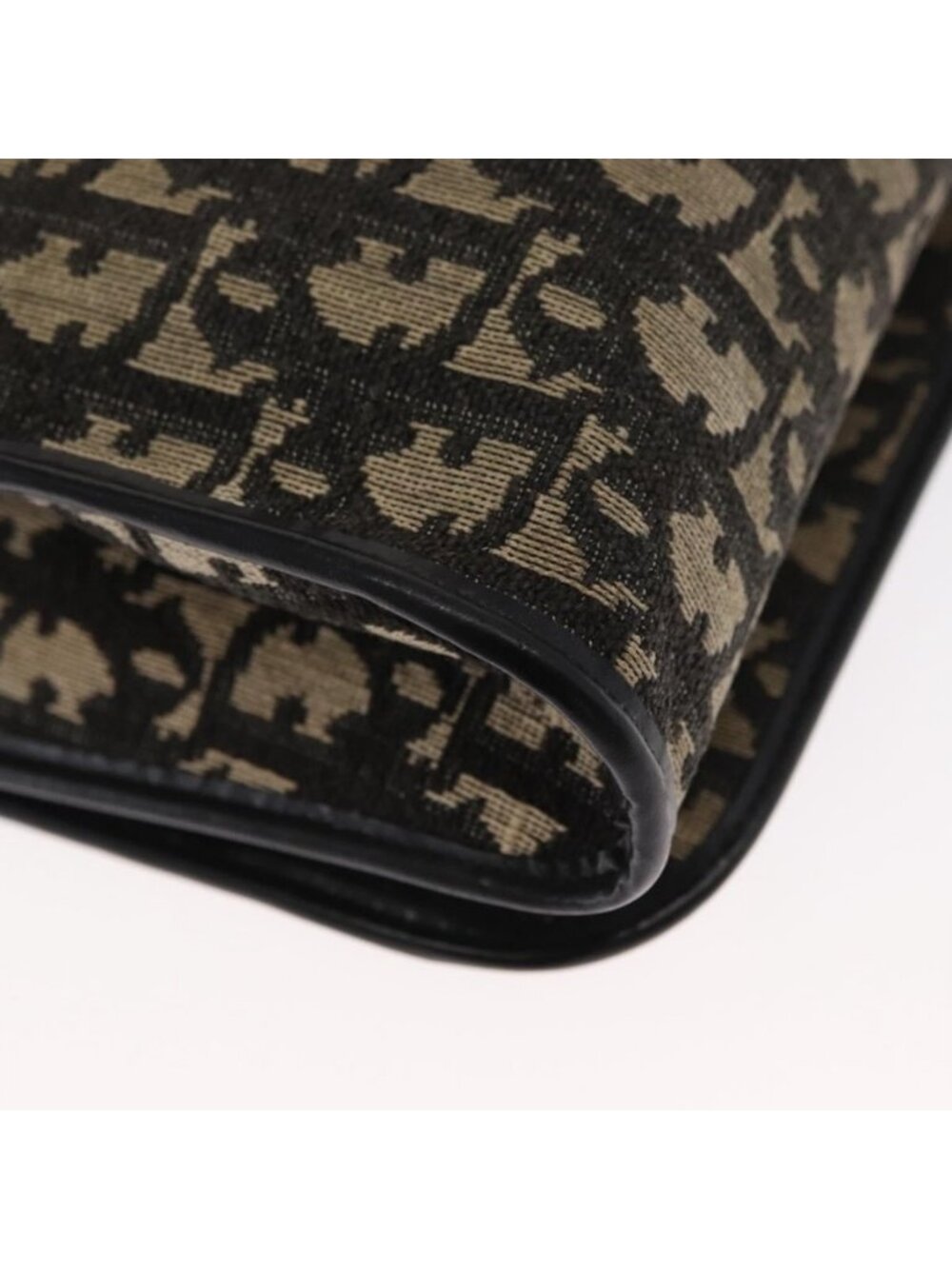 Authentic Christian Dior Trotter Canvas Shoulder Bag Black Gold - Picture 7 of 16